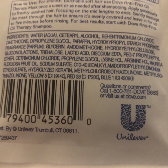 10x DOVE Anti-Frizz Oil Therapy Hair Mask 1.5Oz Packs Smooths Curly Coarse Hair - Picture 5 of 7